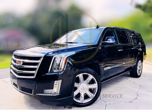 Black Cadillac Escalade SUV airport pickup