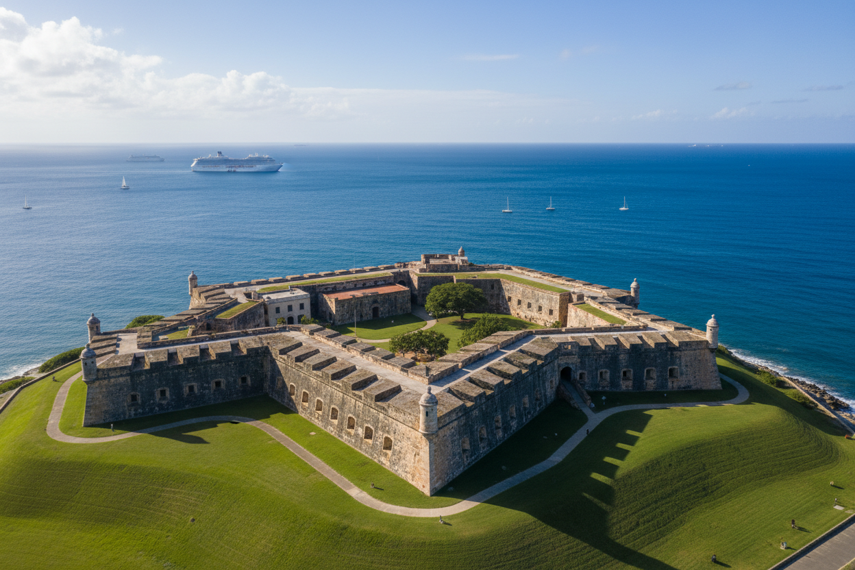 Aerial view of El Morro fort Old San Juan Puerto Rico