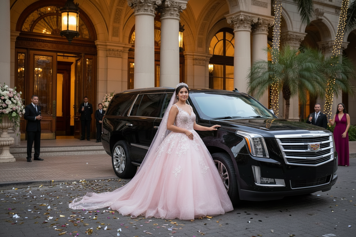 Quinceañera with Cadillac Escalade ESV - No Red Carpet