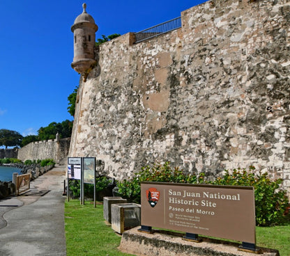 San Juan National Historic Site' sign in San Juan, Puerto Rico.