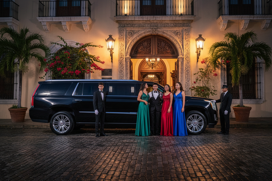Wide Shot - Prom Night Old San Juan with Cadillac Escalade ESV